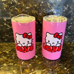 Hello Kitty Pink Stainless Steel Mugs with Handles - Set of 2 - Brand New